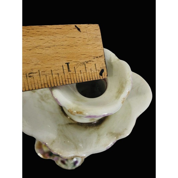 Capodimonte Style Porcelain Candlestick Portugal Angel Roses - Picture 5 of 12